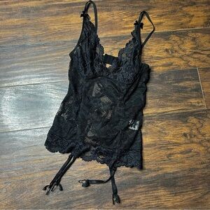 Avid Love Black Lace Corset Chemise Slip Size Small
